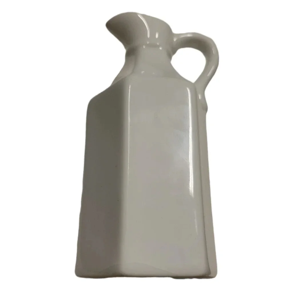 XCell White Ceramic farmhouse style Oil Or Vinegar Cruet Mini Pitcher 6 in. - Picture 3 of 8